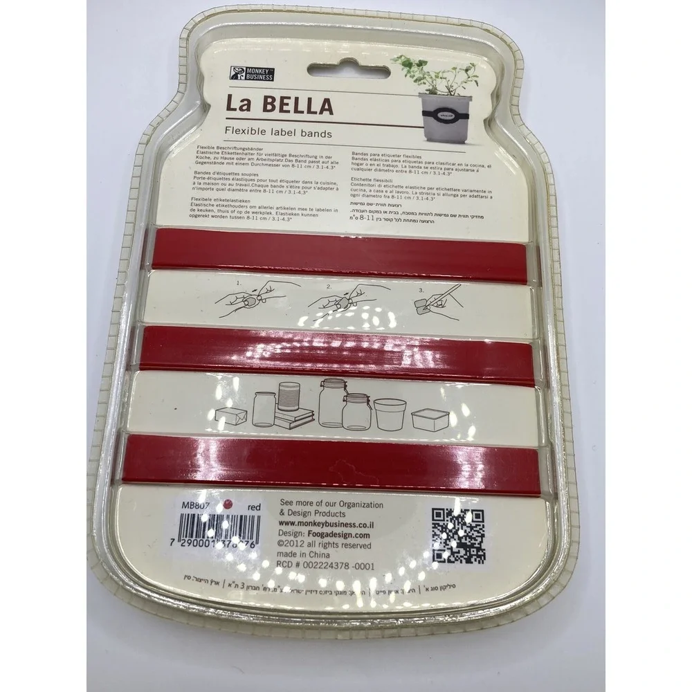 Monkey Business La Bella FLEXIBLE LABEL BANDS (Red) Pantry organize